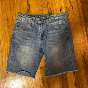Knee length jeans shorts